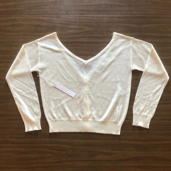 Callahan Button Up V Back Sweater Cardigan Creme XS - Picture 4 of 5